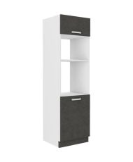 Meuble colonne four 2 portes battantes - Gris - 60 x 57 x 210 cm - LASSEN