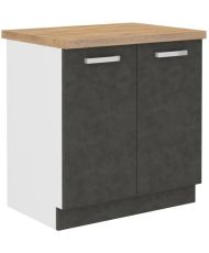 Low cabinet with 2 hinged doors and worktop - Matt gray - 80 x 51.6 x 82 cm - LASSEN