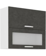Hochschrank mit 2 Kipptüren - 80 x 31,6 x 72 - Mattgrau - LASSEN