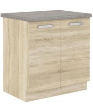 Meuble bas 2 portes battantes avec plan de travail - chêne sonoma - 80 x 51,6 x 82 cm - LASSEN