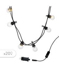 Party Clear anschließbare Lichtergirlande für den Außenbereich – 20 LED-Guinguette-Kugeln – Warmweiß