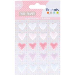 20 stickers en émail - Cœurs