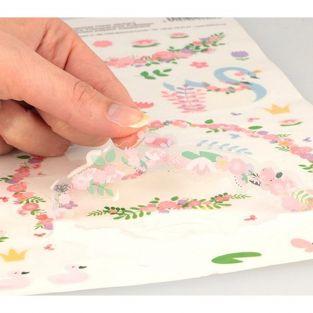 Stickers prédécoupés transparents à paillettes - Cygne