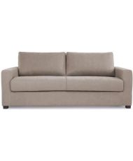 HEXAGONE MAXIME Sofá recto convertible de 3 plazas - Tela beige - Cama express - 194 x 96 x 83 cm