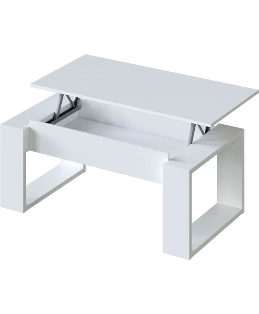 Table basse relevable - Mélaminé blanc - 105 x 55 x 45 cm NOVA Table basse relevable - Mélaminé blanc - 105 x 55 x 45 cm NOVA