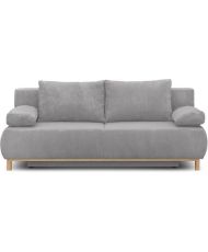 Panca trasformabile a 3 posti MIKA - Velluto a coste grigio chiaro - Contenitore - 192 x 84 x 93 cm