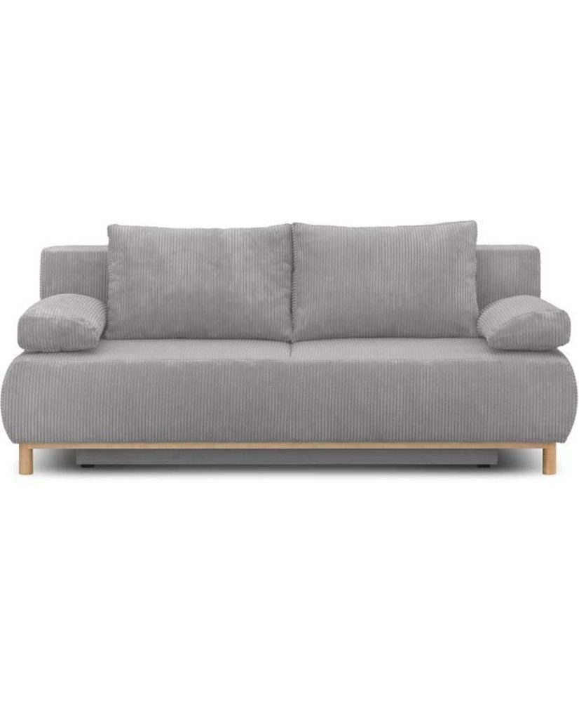Banquette convertible 3 places MIKA - Velours côtelé gris clair - Coffre de rangement - 192 x 84 x 93 cm Banquette convertible 3 places MIKA - Velours côtelé gris clair - Coffre de rangement - 192 x 84 x 93 cm