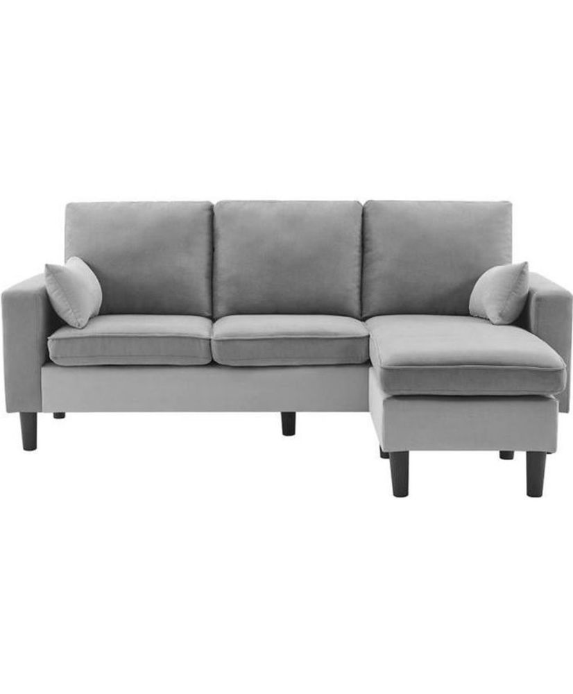 Canapé d'angle réversible Boston - Tissu Gris clair et blanc - 194 x 139 x 83 cm Canapé d'angle réversible Boston - Tissu Gris clair et blanc - 194 x 139 x 83 cm