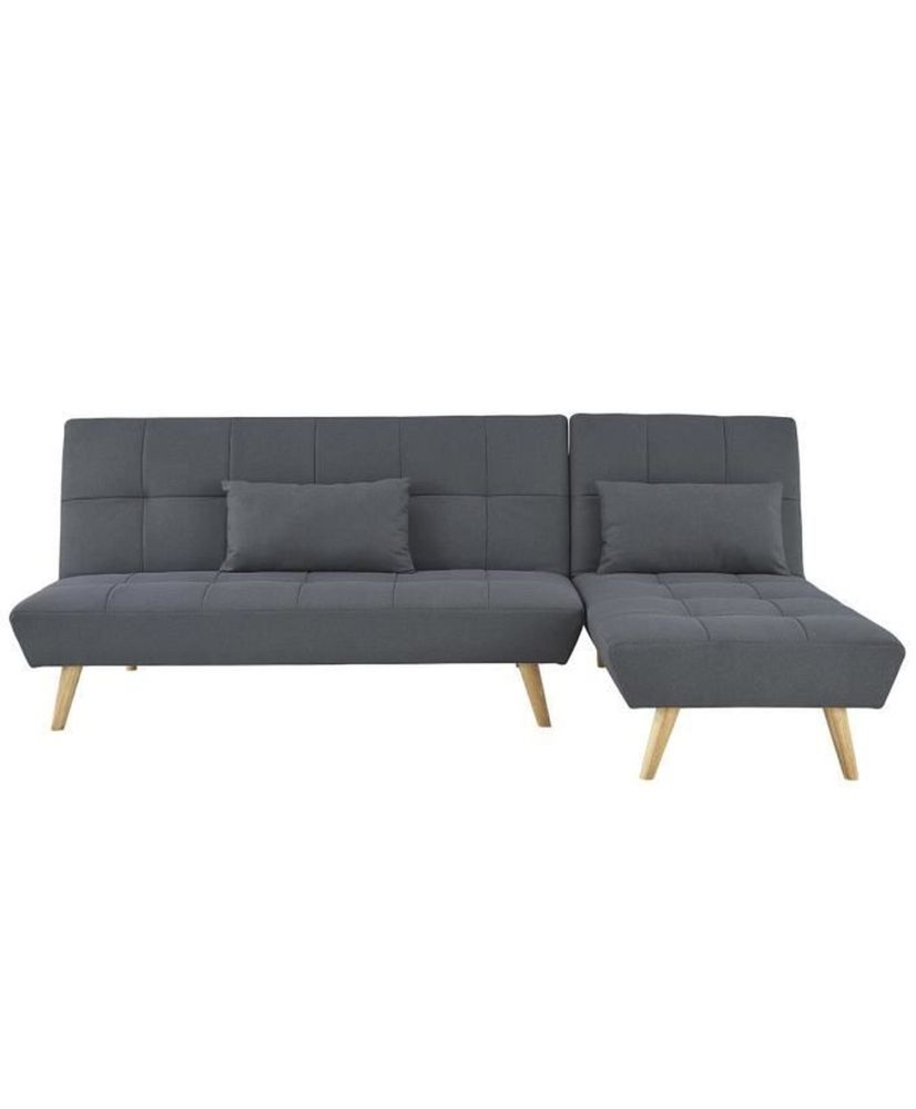 Canapé d'angle Clic-clac réversible 3 places SANDRO -Tissu - Gris foncé - Capitonné avec coussins - 224 x 86 x 136 cm Canapé d'angle Clic-clac réversible 3 places SANDRO -Tissu - Gris foncé - Capitonné avec coussins - 224 x 86 x 136 cm