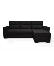 Canapé angle convertible réversible 4 places MONTREAL - Tissu noir - 247 x 158 x 92 cm - HEXAGONE