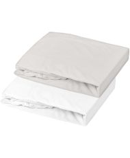 Set of 2 jersey fitted sheets 70 x 140 cm white/pearl