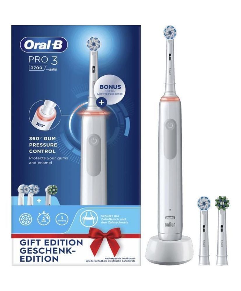 Spazzolino elettrico ORAL-B - 3 testine incluse - bianco - senza filo Spazzolino elettrico ORAL-B - 3 testine incluse - bianco - senza filo