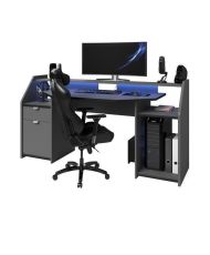  Gaming gaming desk - Particle panels - Shadow gray and black - 180 x 67 x 92 cm
