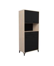 FACTORY Küchen-Sideboard – Eiche und Schwarz – 2 Türen + 1 Schublade – modular – 80 x 43,3 x 185 cm