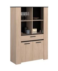 Buffet haut - chêne Brooklyn et noir - 110 x 40,5 x 159,7 cmPARISOT