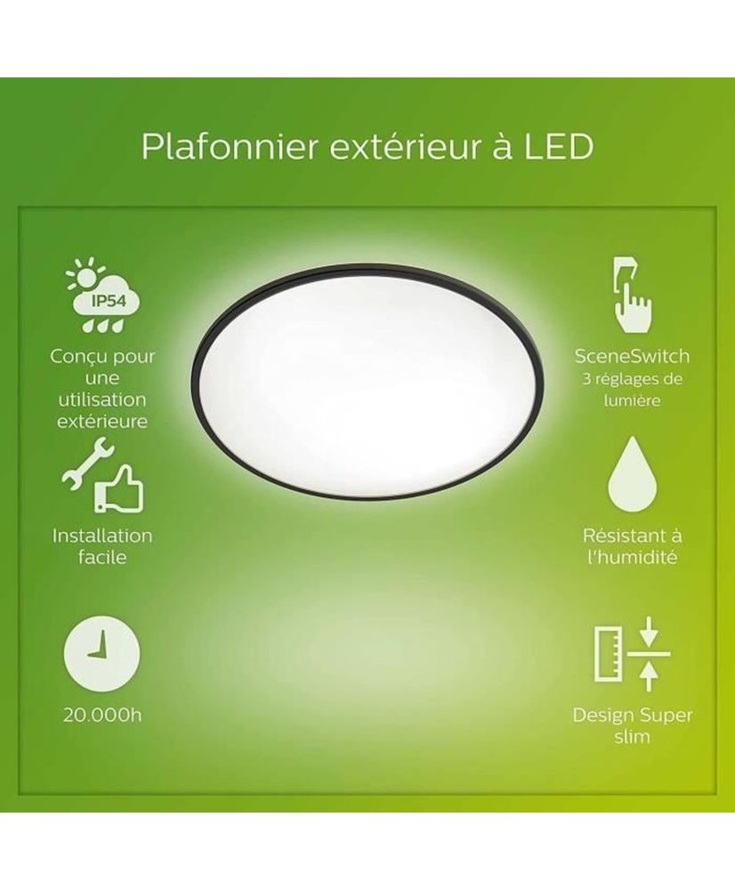 Philips SuperSlim 15W Schwarz I54 LED-Deckenleuchte für den Außenbereich Philips SuperSlim 15W Schwarz I54 LED-Deckenleuchte für den Außenbereich