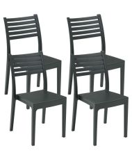 4 OLIMPIA ARETA resin garden chairs - Design - Anthracite - 52 x 46 x 86 cm