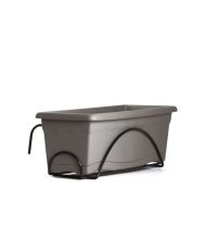 Jardiniere 40 x 20 Cm + Plateau + Support balcon Collection TERRA - Taupe