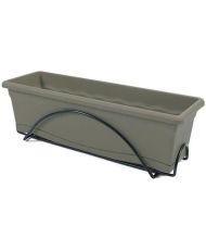 Planter 60 x 20 Cm + Tray + Balcony support TERRA Collection - Taupe
