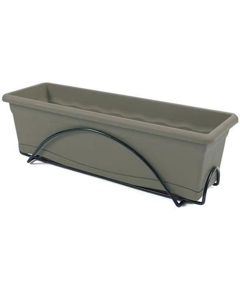 Jardiniere 60 x 20 Cm + Plateau + Support balcon Collection TERRA - Taupe Jardiniere 60 x 20 Cm + Plateau + Support balcon Collection TERRA - Taupe