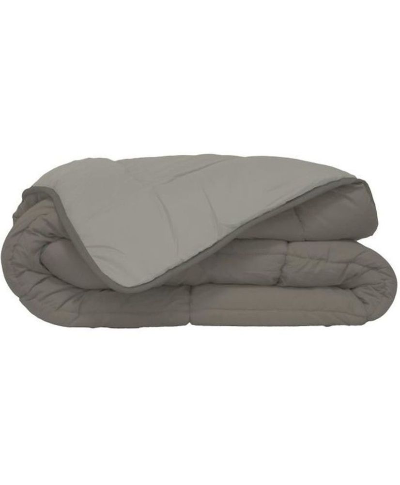 Warme Mikrofaser-Bettdecke in Taupe und Leinen, 240 x 260 cm Warme Mikrofaser-Bettdecke in Taupe und Leinen, 240 x 260 cm
