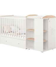  Cama combinada convertible Teddy blanco/natural de 60 x 120 cm a 90 x 190 cm