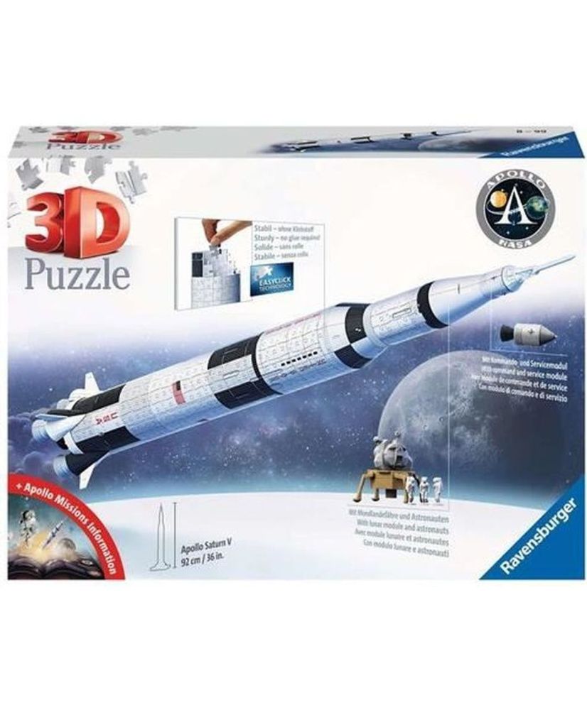 3D Puzzle Saturn V space rocket - Ravensburger - 440 pieces - NASA 3D Puzzle Saturn V space rocket - Ravensburger - 440 pieces - NASA