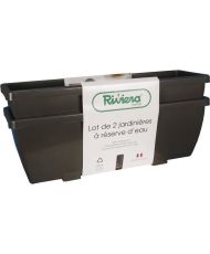 EVA-Blumenkasten – Set mit 2 Pflanzgefäßen – Kunststoff – 57 cm – Grau