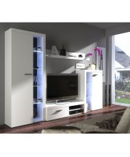 TV-Schrank – Spanplatte und Glas – Mattweiß – 120 cm – RUMBA