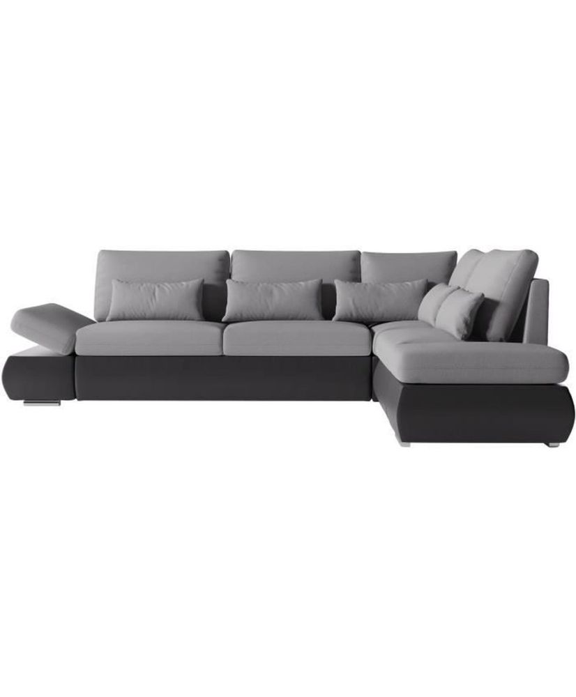 SEVARA 4-Sitzer umwandelbares Ecksofa – PU und grauer Stoff – Aufbewahrungsbox – 267 x 200 x 90 cm SEVARA 4-Sitzer umwandelbares Ecksofa – PU und grauer Stoff – Aufbewahrungsbox – 267 x 200 x 90 cm