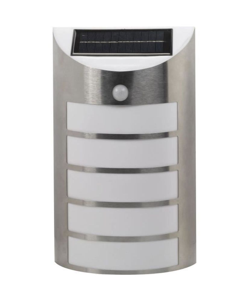 Pack of 2 Welcome 100 Lumens Solar Spotlights - Motion Detector - Steel and White Pack of 2 Welcome 100 Lumens Solar Spotlights - Motion Detector - Steel and White