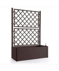 Rechteckiger Blumenkasten Natural Deluxe mit Spalier – 100 x 43 x 142 cm – 90 + 6,5 L Reserve – Mokka