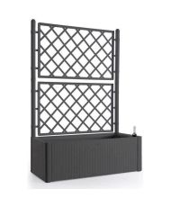 Jardinera rectangular Natural Deluxe con enrejado - 100 x 43 x 142 cm - 90 + 6,5 L de reserva - Antracita