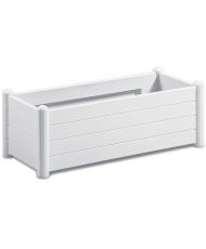 Rechteckiger Blumenkasten – Holzoptik – 100 x 43 x 35 cm – 80 l – Weiß