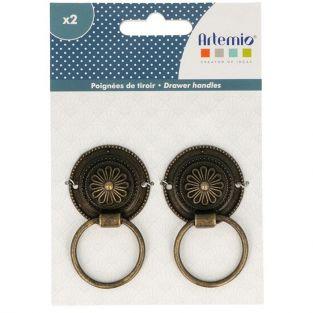 Metallic drawer handles Ø 3,7 cm