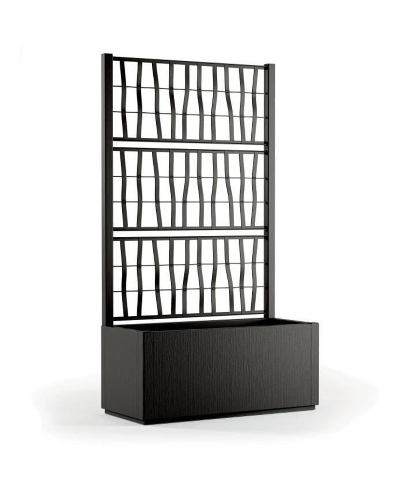 Bac à fleur Ethica rectangulaire 80 cm avec treillis graphite Bac à fleur Ethica rectangulaire 80 cm avec treillis graphite