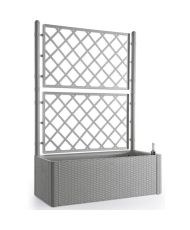 Deluxe flower box - rectangular with gray stone trellis - 100 x 43x142 cm