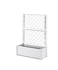 Rectangular flower box with trellis - Wooden finish - 100 x 43 x 142 cm - 80 L - White