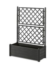 Jardinera rectangular con enrejado - Acabado madera - 100 x 43 x 142 cm - 80 L - grafito