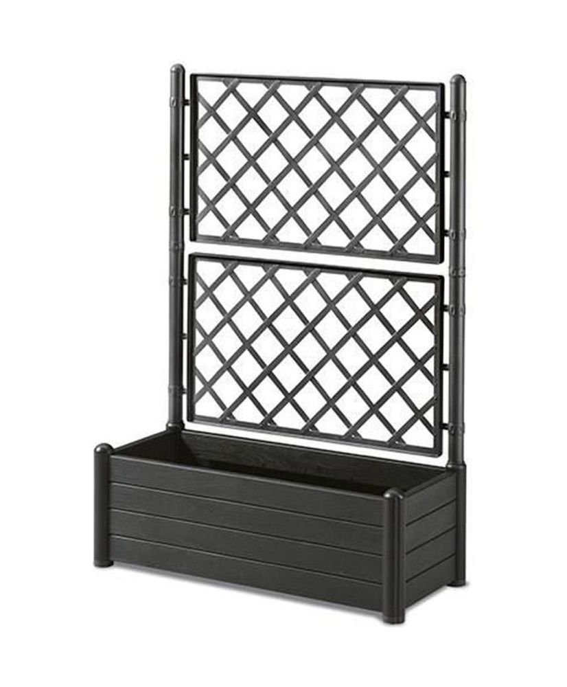 Rechteckiger Pflanzkasten mit Spalier – Holzoptik – 100 x 43 x 142 cm – 80 l – Graphit Rechteckiger Pflanzkasten mit Spalier – Holzoptik – 100 x 43 x 142 cm – 80 l – Graphit