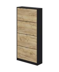 Schuhschrank - 4 Türen - schwarze Eiche - 75 x 24 x 154 cm - Leona