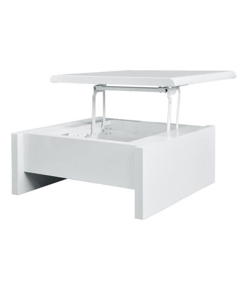 Anhebbarer Couchtisch - Weiß lackiert - 75 x 75 x 35 - KARL Anhebbarer Couchtisch - Weiß lackiert - 75 x 75 x 35 - KARL