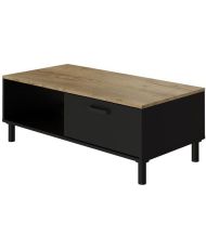 OXFORD Couchtisch aus Schwarz und Eiche – Industriestil – 100 x 55 x 40 cm