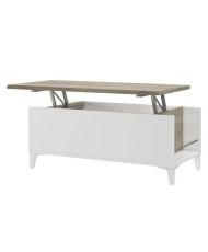 Couchtisch mit hochklappbarer Platte – Weiß/Eiche – 100 x 50/72 x 42/55 cm – EVAN