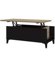 Couchtisch mit anhebbarer Platte – Schwarz/Eiche – 100 x 50/72 x 42/55 cm – EVAN