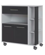 ECO Trolley 2 Türen 1 Schublade - Weiß und Grau - 80 x 39 x 87 cm
