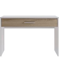 Schreibtisch mit großer Schublade – Weiß und Eiche – 110 x 56 x 81,5 cm