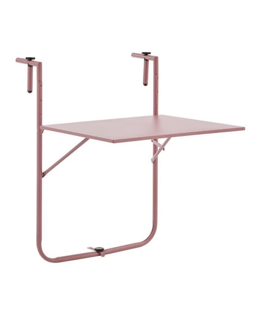Table de balcon rabattable - Acier - 60 x 75 x 82-92 cm - Rose Table de balcon rabattable - Acier - 60 x 75 x 82-92 cm - Rose
