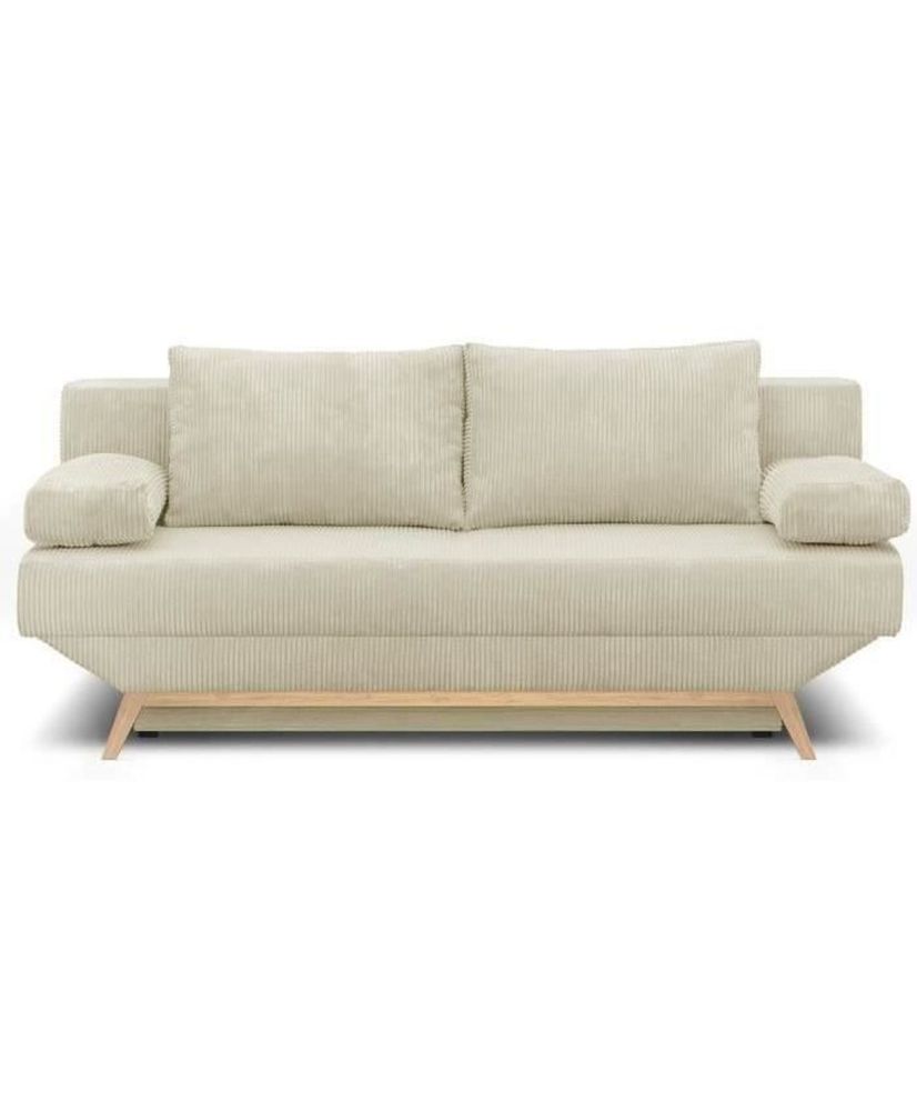 Banquette convertible 3 places - Coffre de rangement - Tissu velours côtelé beige - 190 x 92 x 84 cm - TEIJO Banquette convertible 3 places - Coffre de rangement - Tissu velours côtelé beige - 190 x 92 x 84 cm - TEIJO