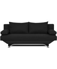 Banquette convertible 3 places avec coffre de rangement - Tissu Noir - 187 x 91 x 82 cm - TEIJO